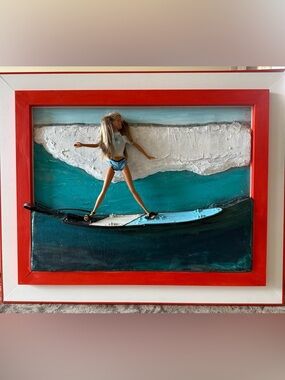 Barbi Surfing 3D Oil Painting on Canvas By Jazzy Boy Art